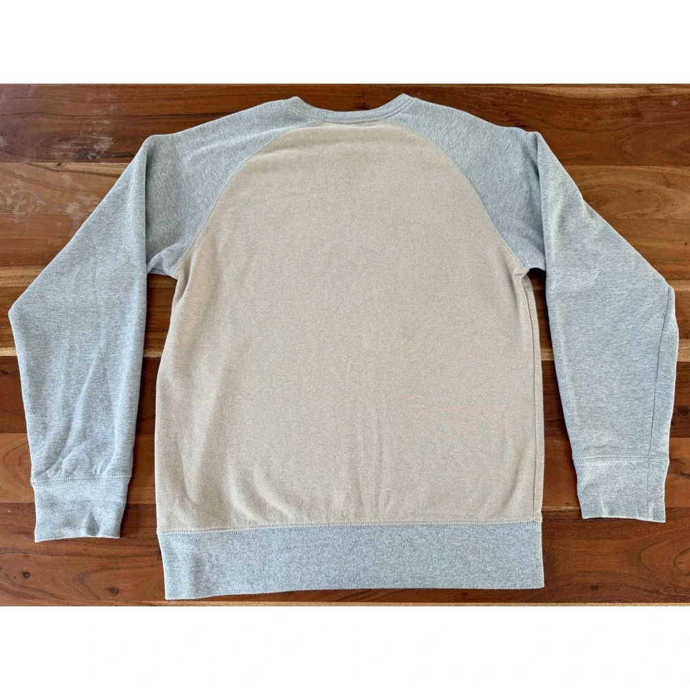 The North Face Mens Raglan Sweatshirt Grey Tan Crewneck Fleece Small